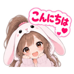 もふもふ！うさぎ女子 どきどき日常 40種類 Slack・Teams・Discord カスタム絵文字 7