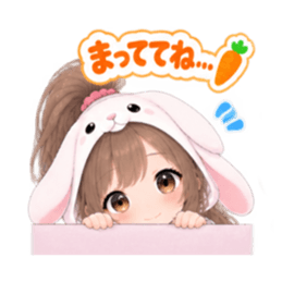 もふもふ！うさぎ女子 どきどき日常 40種類 Slack・Teams・Discord カスタム絵文字 10