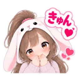 もふもふ！うさぎ女子 どきどき日常 40種類 Slack・Teams・Discord カスタム絵文字 16