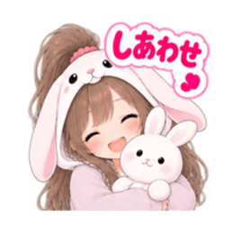 もふもふ！うさぎ女子 どきどき日常 40種類 Slack・Teams・Discord カスタム絵文字 40