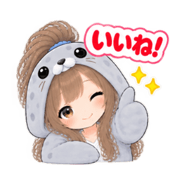 アザラシ女子 ぐでぐで日常 もふもふ40種類 Slack・Teams・Discord カスタム絵文字 1