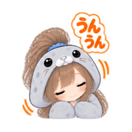 アザラシ女子 ぐでぐで日常 もふもふ40種類 Slack・Teams・Discord カスタム絵文字 6