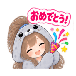 アザラシ女子 ぐでぐで日常 もふもふ40種類 Slack・Teams・Discord カスタム絵文字 9