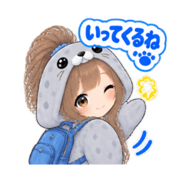 アザラシ女子 ぐでぐで日常 もふもふ40種類 Slack・Teams・Discord カスタム絵文字 14