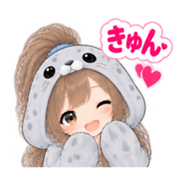 アザラシ女子 ぐでぐで日常 もふもふ40種類 Slack・Teams・Discord カスタム絵文字 16
