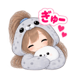 アザラシ女子 ぐでぐで日常 もふもふ40種類 Slack・Teams・Discord カスタム絵文字 19