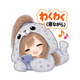 アザラシ女子 ぐでぐで日常 もふもふ40種類 Slack・Teams・Discord カスタム絵文字 20