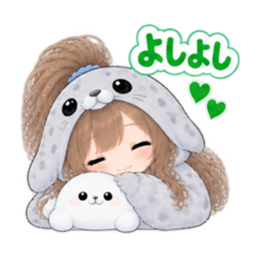 アザラシ女子 ぐでぐで日常 もふもふ40種類 Slack・Teams・Discord カスタム絵文字 21