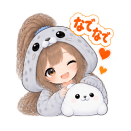 アザラシ女子 ぐでぐで日常 もふもふ40種類 Slack・Teams・Discord カスタム絵文字 22