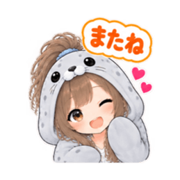 アザラシ女子 ぐでぐで日常 もふもふ40種類 Slack・Teams・Discord カスタム絵文字 29