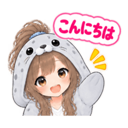 アザラシ女子 ぐでぐで日常 もふもふ40種類 Slack・Teams・Discord カスタム絵文字 30