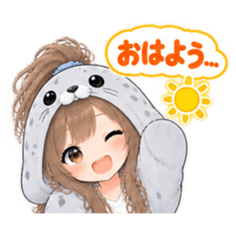アザラシ女子 ぐでぐで日常 もふもふ40種類 Slack・Teams・Discord カスタム絵文字 31
