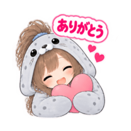 アザラシ女子 ぐでぐで日常 もふもふ40種類 Slack・Teams・Discord カスタム絵文字 34