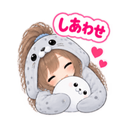 アザラシ女子 ぐでぐで日常 もふもふ40種類 Slack・Teams・Discord カスタム絵文字 39