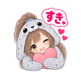 アザラシ女子 ぐでぐで日常 もふもふ40種類 Slack・Teams・Discord カスタム絵文字 40