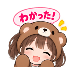 くま女子の日常 癒しもふもふ被り物 40種類 Slack・Teams・Discord カスタム絵文字 3