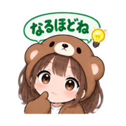 くま女子の日常 癒しもふもふ被り物 40種類 Slack・Teams・Discord カスタム絵文字 4