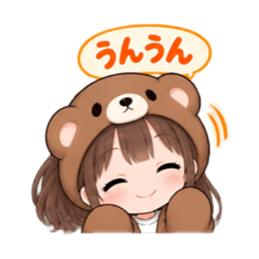 くま女子の日常 癒しもふもふ被り物 40種類 Slack・Teams・Discord カスタム絵文字 6