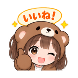 くま女子の日常 癒しもふもふ被り物 40種類 Slack・Teams・Discord カスタム絵文字 7