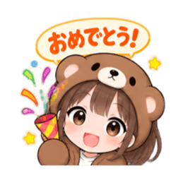 くま女子の日常 癒しもふもふ被り物 40種類 Slack・Teams・Discord カスタム絵文字 11