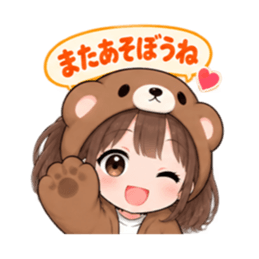 くま女子の日常 癒しもふもふ被り物 40種類 Slack・Teams・Discord カスタム絵文字 14