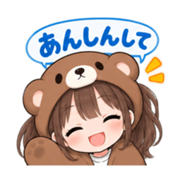 くま女子の日常 癒しもふもふ被り物 40種類 Slack・Teams・Discord カスタム絵文字 17