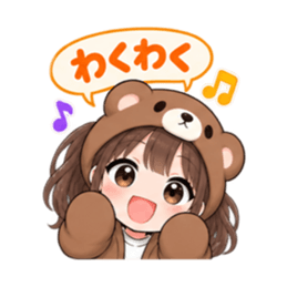 くま女子の日常 癒しもふもふ被り物 40種類 Slack・Teams・Discord カスタム絵文字 20