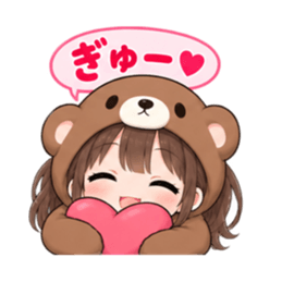 くま女子の日常 癒しもふもふ被り物 40種類 Slack・Teams・Discord カスタム絵文字 21