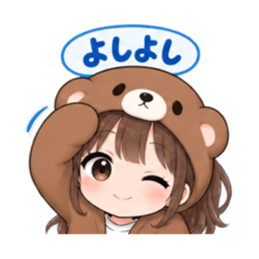くま女子の日常 癒しもふもふ被り物 40種類 Slack・Teams・Discord カスタム絵文字 22
