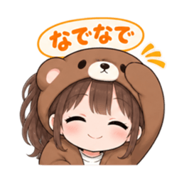 くま女子の日常 癒しもふもふ被り物 40種類 Slack・Teams・Discord カスタム絵文字 23