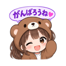 くま女子の日常 癒しもふもふ被り物 40種類 Slack・Teams・Discord カスタム絵文字 24