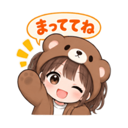 くま女子の日常 癒しもふもふ被り物 40種類 Slack・Teams・Discord カスタム絵文字 27