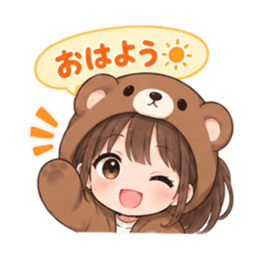 くま女子の日常 癒しもふもふ被り物 40種類 Slack・Teams・Discord カスタム絵文字 30
