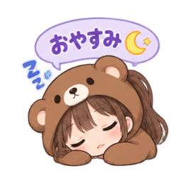 くま女子の日常 癒しもふもふ被り物 40種類 Slack・Teams・Discord カスタム絵文字 31