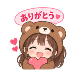 くま女子の日常 癒しもふもふ被り物 40種類 Slack・Teams・Discord カスタム絵文字 34