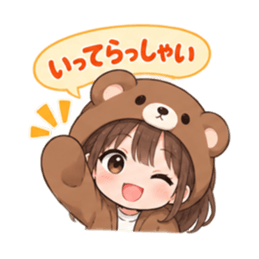 くま女子の日常 癒しもふもふ被り物 40種類 Slack・Teams・Discord カスタム絵文字 38