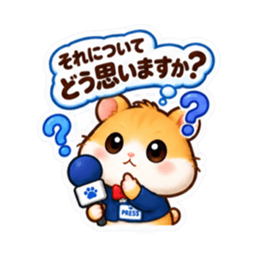 ハムスター記者の取材中！ スタンプ 40種類 Slack・Teams・Discord カスタム絵文字 30