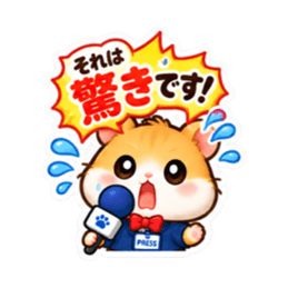 ハムスター記者の取材中！ スタンプ 40種類 Slack・Teams・Discord カスタム絵文字 32