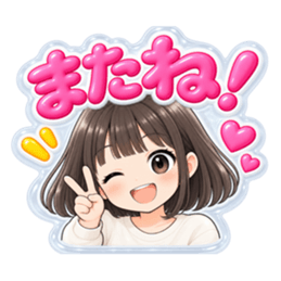 【もこもこシール風】 普通の女の子 40種類 Slack・Teams・Discord カスタム絵文字 1