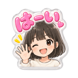 【もこもこシール風】 普通の女の子 40種類 Slack・Teams・Discord カスタム絵文字 2