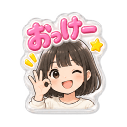 【もこもこシール風】 普通の女の子 40種類 Slack・Teams・Discord カスタム絵文字 4