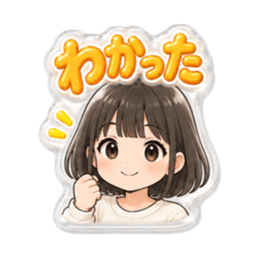 【もこもこシール風】 普通の女の子 40種類 Slack・Teams・Discord カスタム絵文字 5