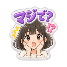 【もこもこシール風】 普通の女の子 40種類 Slack・Teams・Discord カスタム絵文字 9