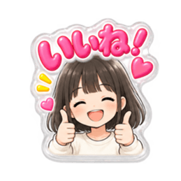 【もこもこシール風】 普通の女の子 40種類 Slack・Teams・Discord カスタム絵文字 10