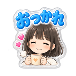 【もこもこシール風】 普通の女の子 40種類 Slack・Teams・Discord カスタム絵文字 12