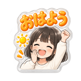 【もこもこシール風】 普通の女の子 40種類 Slack・Teams・Discord カスタム絵文字 13
