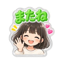 【もこもこシール風】 普通の女の子 40種類 Slack・Teams・Discord カスタム絵文字 16