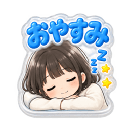 【もこもこシール風】 普通の女の子 40種類 Slack・Teams・Discord カスタム絵文字 17