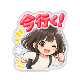 【もこもこシール風】 普通の女の子 40種類 Slack・Teams・Discord カスタム絵文字 18