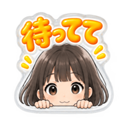 【もこもこシール風】 普通の女の子 40種類 Slack・Teams・Discord カスタム絵文字 19